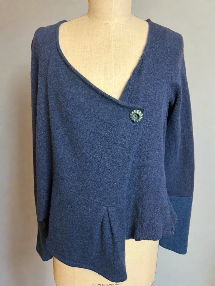 Nimpy Clothing upcycled 100% cashmere blue short cardigan small