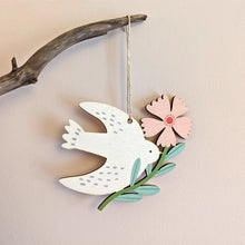 Load image into Gallery viewer, Stephanie Cole Design “Bird and Bloom” wooden decoration