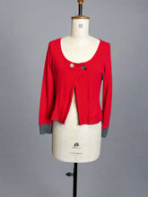 Load image into Gallery viewer, Nimpy Clothing upcycled 100% cashmere scarlet short cardigan small