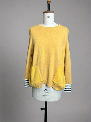 Nimpy Clothing upcycled 100% cashmere yellow pocket boxy jumper medium