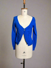 Load image into Gallery viewer, Nimpy clothing upcycled 100% cashmere electric blue short cardigan