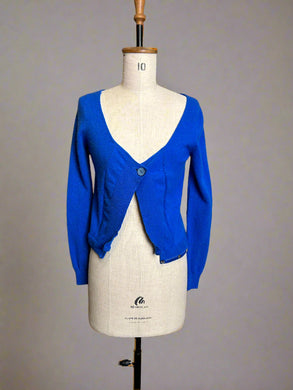 Nimpy clothing upcycled 100% cashmere electric blue short cardigan