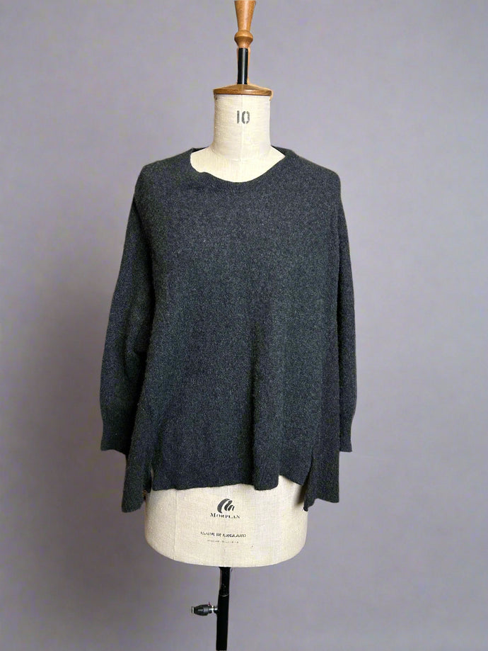 Nimpy Clothing upcycled 100% cashmere charcoal boxy jumper medium large
