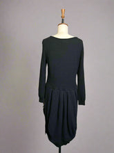 Load image into Gallery viewer, Nimpy Clothing upcycled 100% cashmere black and zebra pocket dress small