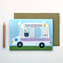 Load image into Gallery viewer, Stephanie Cole Design “Ice cream happy birthday” greetings card