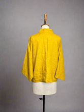Load image into Gallery viewer, Nimpy Clothing upcycled 100% linen golden mustard and zebra boxy jacket medium large