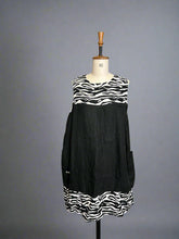Load image into Gallery viewer, Nimpy Clothing upcycled 100% linen Black and zebra tunic dress medium