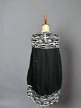 Load image into Gallery viewer, Nimpy Clothing upcycled 100% linen Black and zebra tunic dress medium