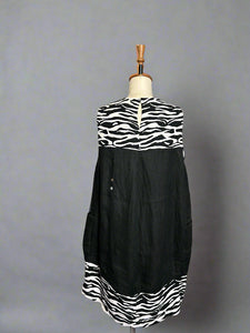 Nimpy Clothing upcycled 100% linen Black and zebra tunic dress medium