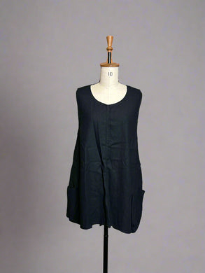 Nimpy Clothing upcycled 100% linen black A-Line pocket tunic medium
