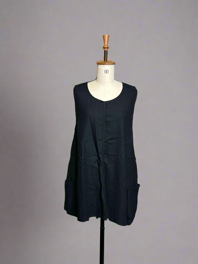 Nimpy Clothing upcycled 100% linen black A-Line pocket tunic medium