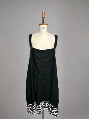 Nimpy Clothing upcycled 100% linen Black and Zebra dungaree style dress medium large