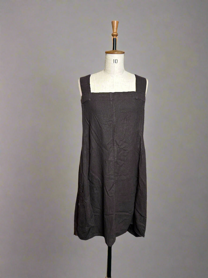 Nimpy Clothing upcycled 100% linen mix brown pocket tunic dress medium