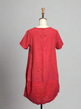 Load image into Gallery viewer, Nimpy Clothing upcycled 100% linen red pocket tulip tunic dress medium