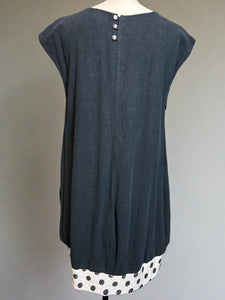 Nimpy Clothing upcycled 100% linen charcoal and dots pocket dress medium