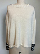 Load image into Gallery viewer, Nimpy Clothing upcycled 100% cashmere white with striped boxy jumper medium/large