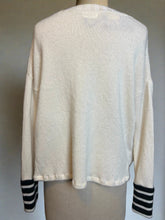 Load image into Gallery viewer, Nimpy Clothing upcycled 100% cashmere white with striped boxy jumper medium/large