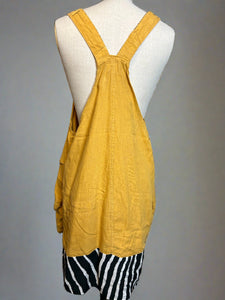 Nimpy Clothing upcycled 100% linen mustard and zebra dress dungaree style medium