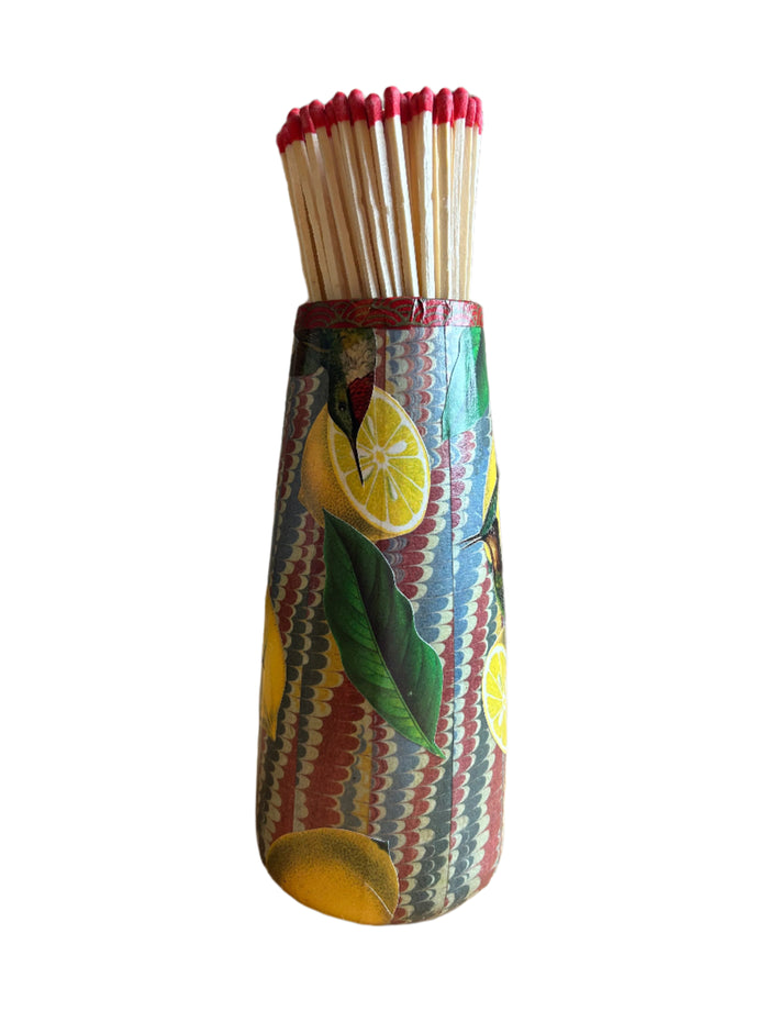 Alex Stuart Carter decoupage match pot with matches