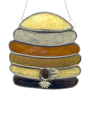 Liz Browning Glass Creations bee hive stained glass hanging