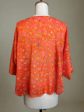 Load image into Gallery viewer, Nimpy Clothing upcycled Saree open kaftan gold and orange top with ties