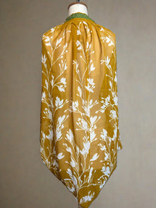 Nimpy Clothing upcycled saree open kaftan throw over golden yellow and white