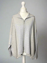 Load image into Gallery viewer, Nimpy Clothing upcycled 100% cashmere ice grey boxy zippy cardigan medium large