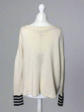 Load image into Gallery viewer, Nimpy Clothing upcycled 100% cashmere white with stripes boxy jumper medium large