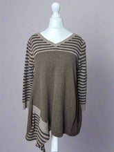 Load image into Gallery viewer, Nimpy Clothing upcycled 100% cashmere brown and stripes A line boxy jumper small medium