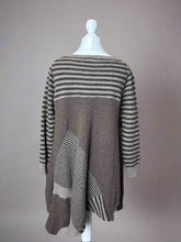 Load image into Gallery viewer, Nimpy Clothing upcycled 100% cashmere brown and stripes A line boxy jumper small medium