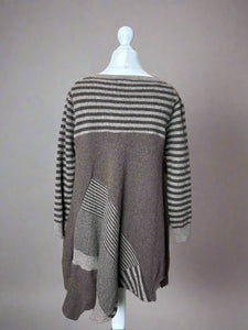 Nimpy Clothing upcycled 100% cashmere brown and stripes A line boxy jumper small medium