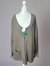 Load image into Gallery viewer, Nimpy Clothing upcycled 100% cashmere pebble grey A line cardigan medium large