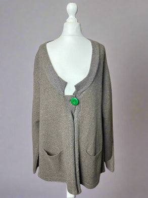 Nimpy Clothing upcycled 100% cashmere pebble grey A line cardigan medium large