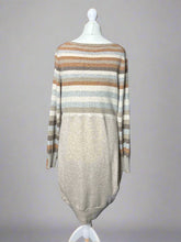 Load image into Gallery viewer, Nimpy Clothing upcycled 100% cashmere striped “mint humbug” pocket dress small medium