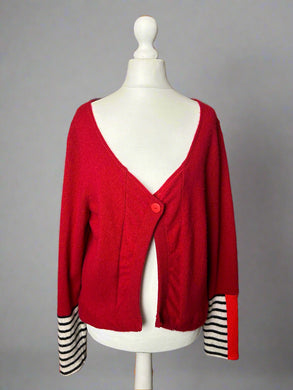 Nimpy Clothing upcycled 100% cashmere scarlet and striped cardigan medium