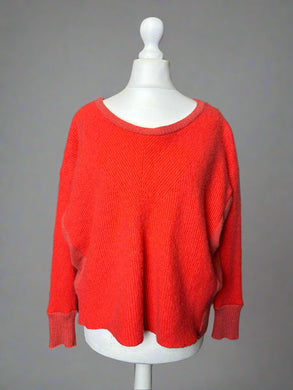 Nimpy Clothing upcycled 100% cashmere neon peach boxy jumper small