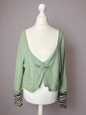 Nimpy Clothing upcycled 100% cashmere mint and zebra short cardigan small medium