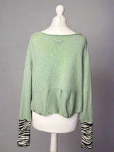 Load image into Gallery viewer, Nimpy Clothing upcycled 100% cashmere mint and zebra short cardigan small medium