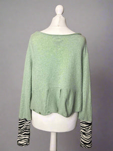 Nimpy Clothing upcycled 100% cashmere mint and zebra short cardigan small medium