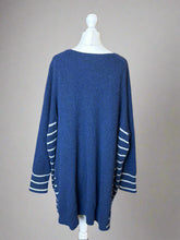 Load image into Gallery viewer, Nimpy Clothing upcycled 100% cashmere blue and stripes pocket boxy jumper extra large