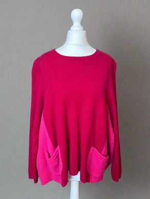 Nimpy Clothing upcycled 100% cashmere bright pink body pocket jumper small medium