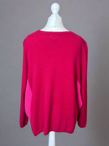 Nimpy Clothing upcycled 100% cashmere bright pink body pocket jumper small medium
