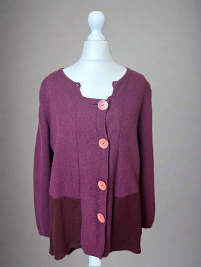 Nimpy Clothing upcycled 100% cashmere burgundy wine long cardigan medium