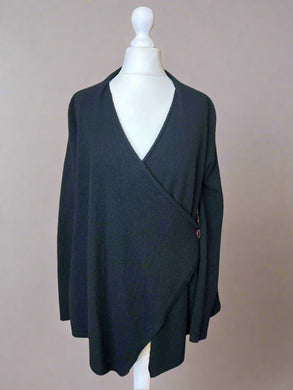 Nimpy Clothing upcycled 100% cashmere black wrap style cardigan small medium