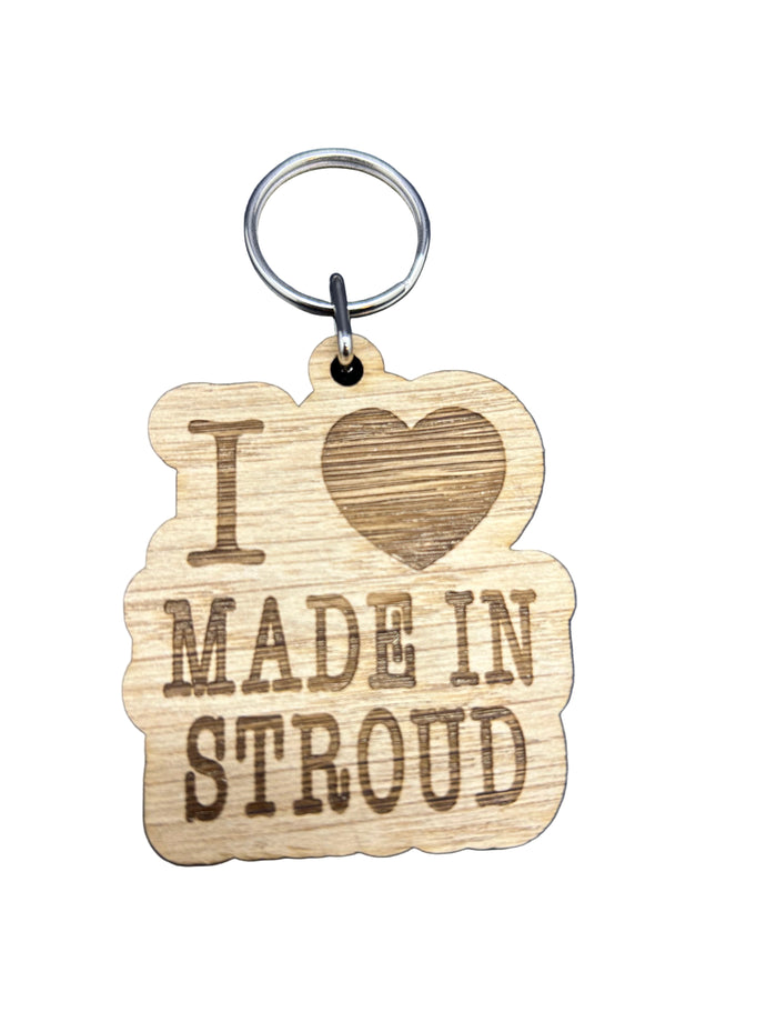 I ❤️ Made in Stroud wooden keyring