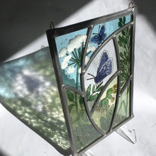 Load image into Gallery viewer, Liz Dart Stained Glass butterfly and cow parsley panel