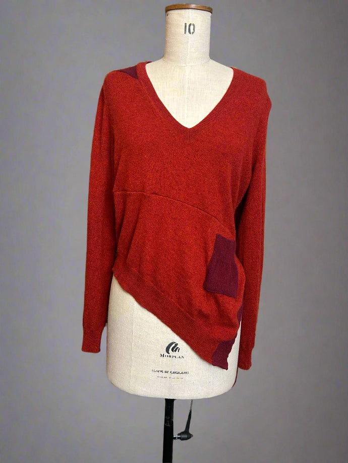 Nimpy Clothing Rust red and maroon asymmetrical jumper small medium