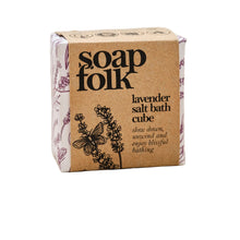 Load image into Gallery viewer, Soap Folk Lavender salt bath cube 150g