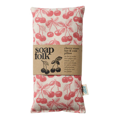 Soap Folk cherry stone hot & cold pillow with cherry pattern on a white background