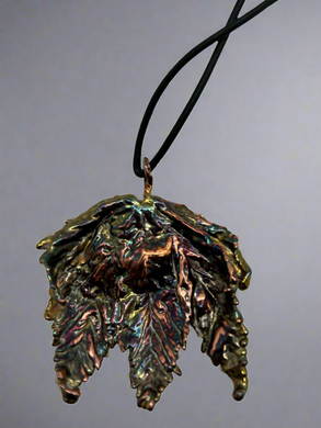 Owen Davies Cooper electroplated Sycamore leaf pendant 